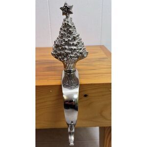 Silver Heavy Brass Christmas Tree Holiday Stocking‎ Hanger Holder